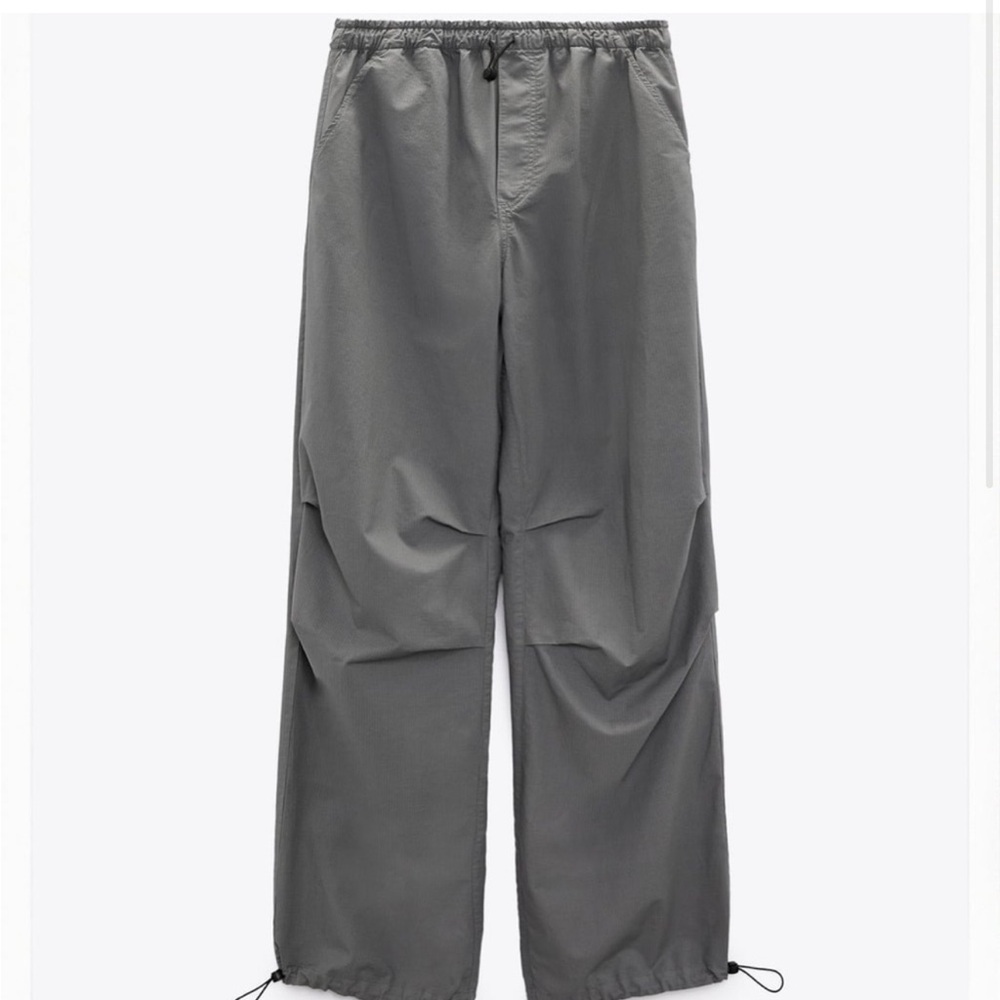 Zara Charcoal Grey Parachute Pants